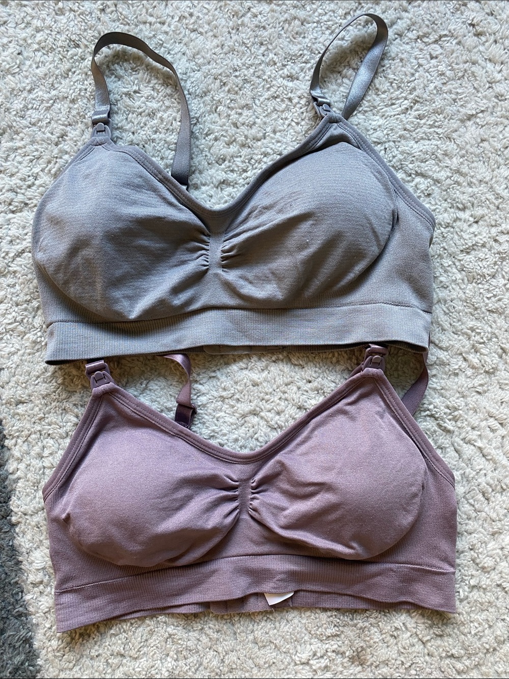 Two Seamless Nursing/Pumping Bra in Purple with Easy-Release Straps